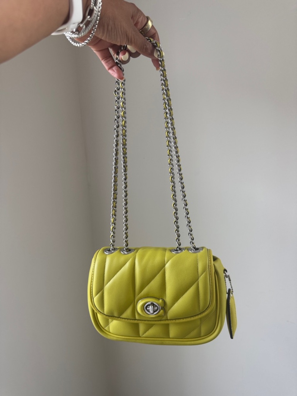 Coach Quilted Chain Shoulder Bag in Yellow